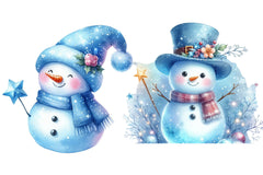 Blue Cute Snowman Clipart Bundle - CraftNest - Digital Crafting and Art