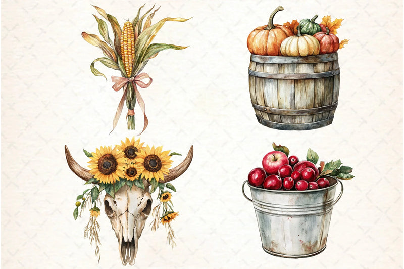 Rustic Farm Thanksgiving Clipart Bundle - CraftNest - Digital Crafting and Art