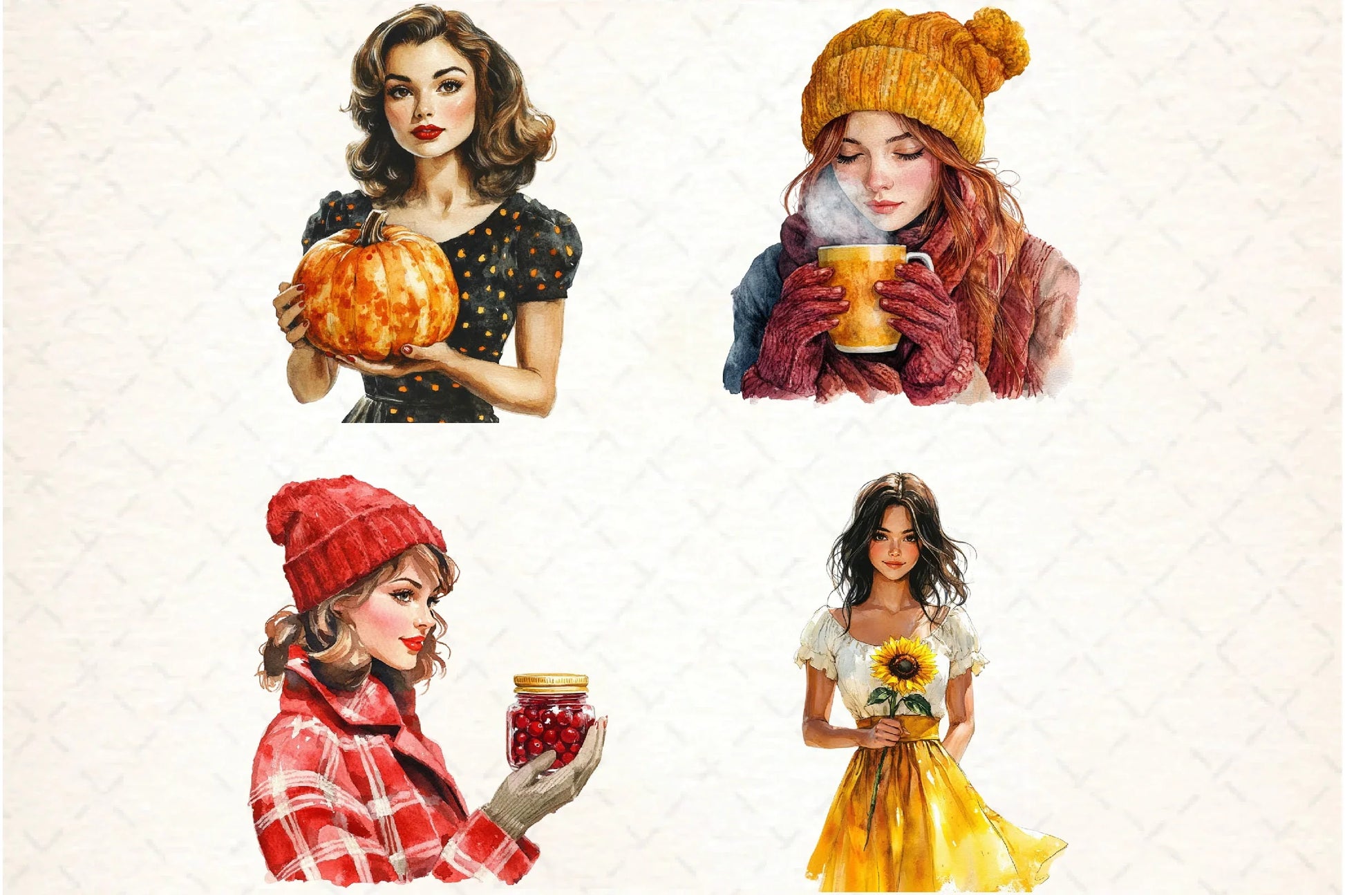 Thanksgiving Pop Art Woman Clipart Bundle - CraftNest - Digital Crafting and Art