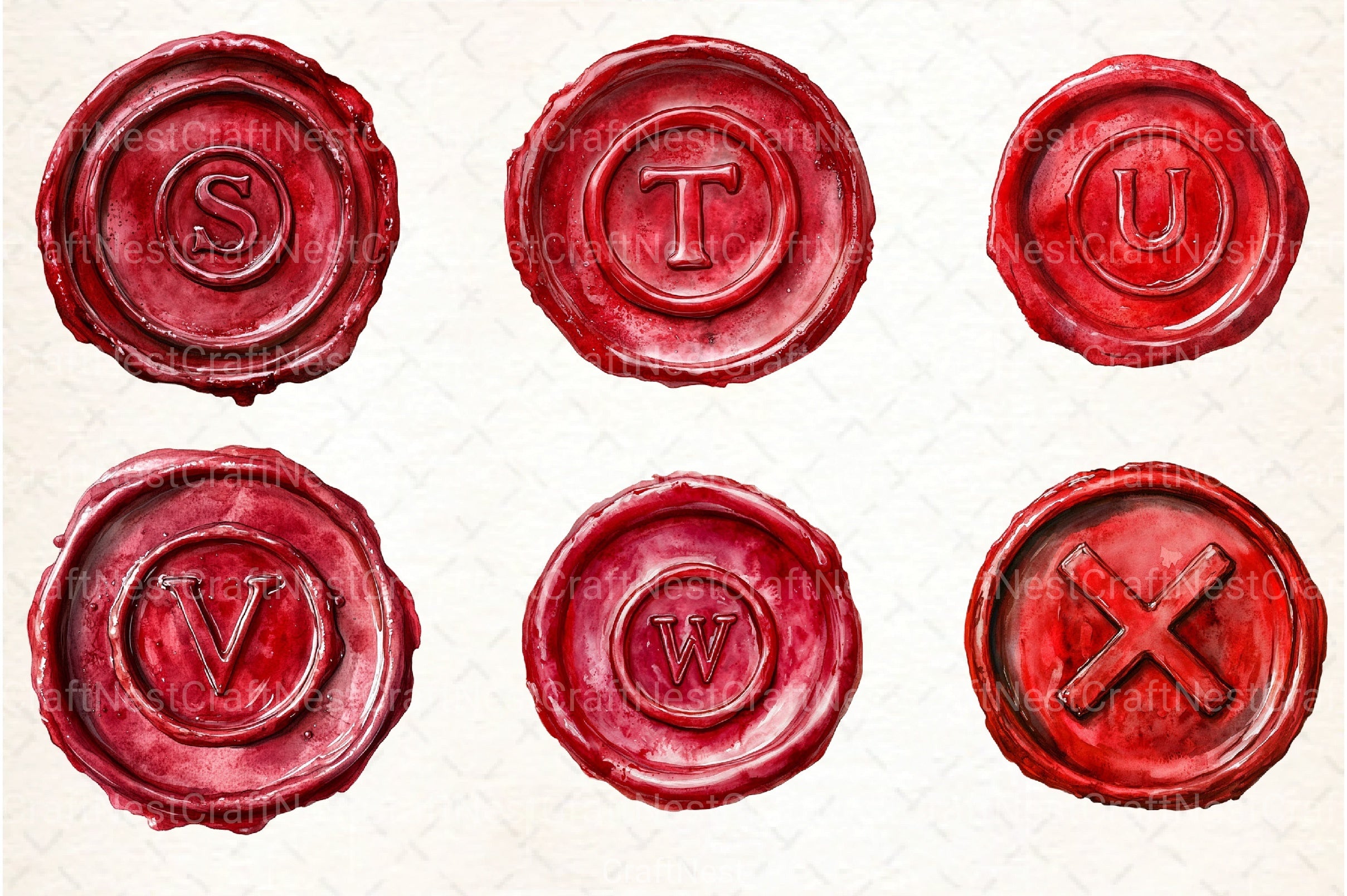Seal Wax Letter Red Stamp Clipart Bundle - CraftNest - Digital Crafting and Art