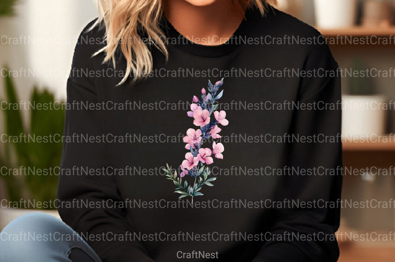 Sage Green Pink Flowers Clipart Bundle - CraftNest - Digital Crafting and Art