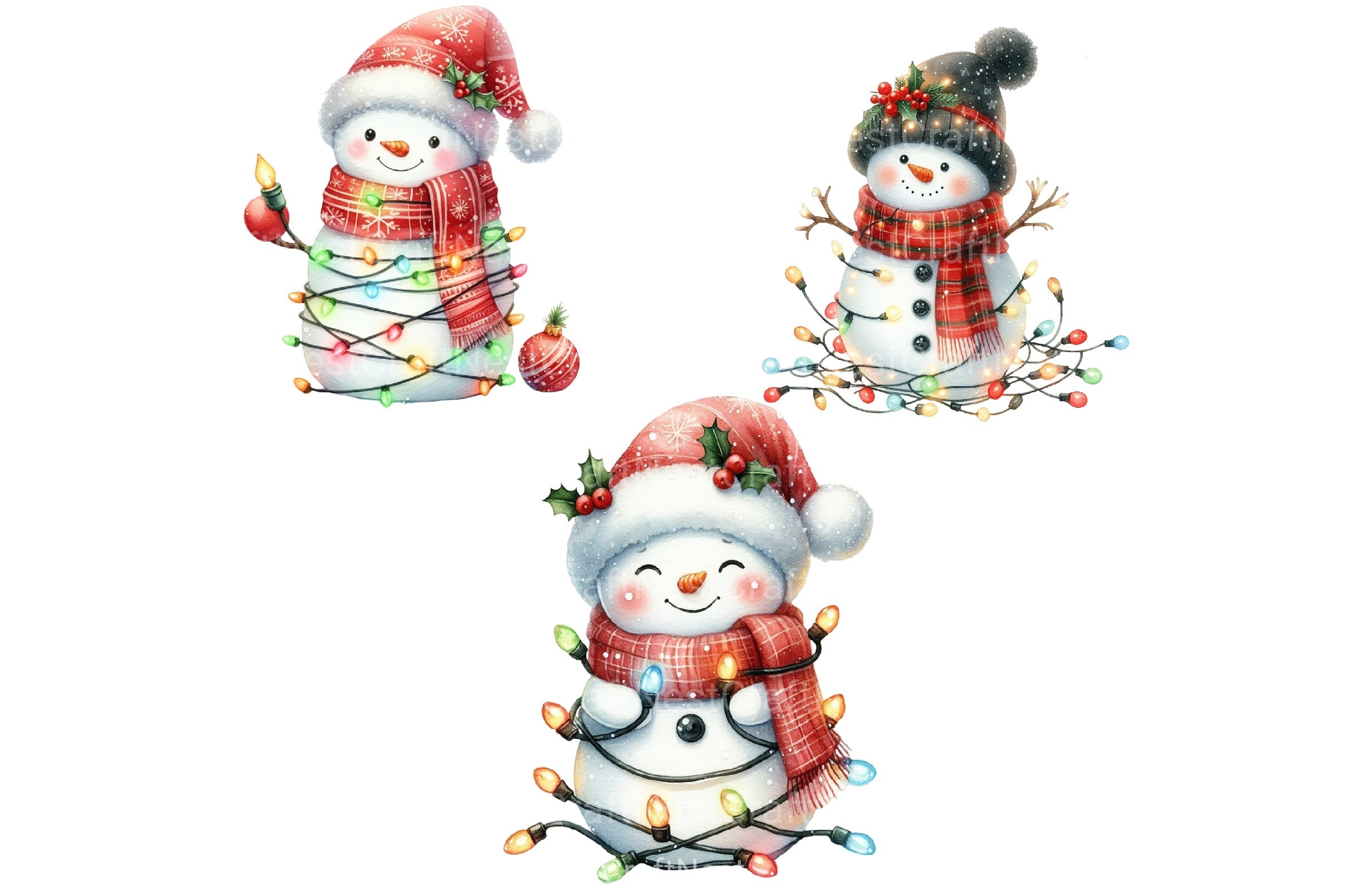 Christmas Cute Snowman Clipart Bundle 99 - CraftNest - Digital Crafting and Art