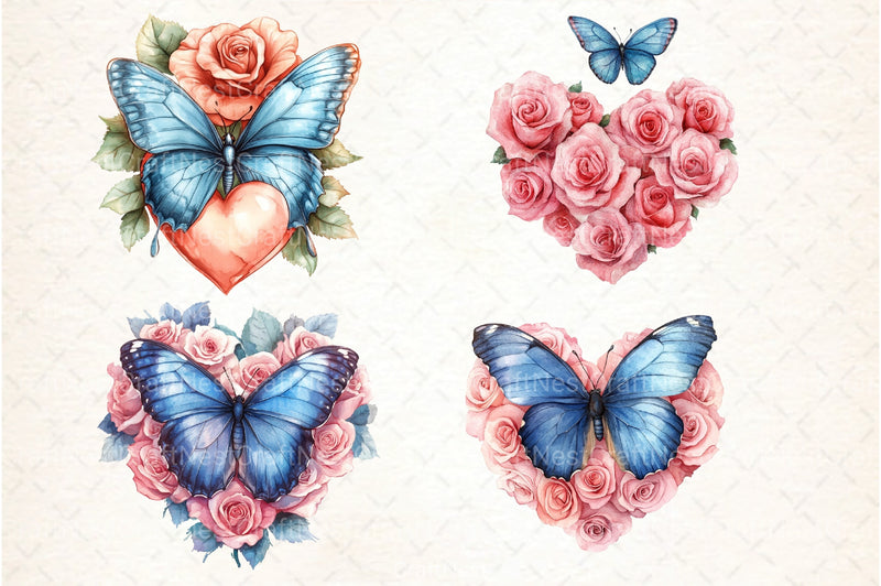 Butterfly Roses Clipart Bundle - CraftNest - Digital Crafting and Art