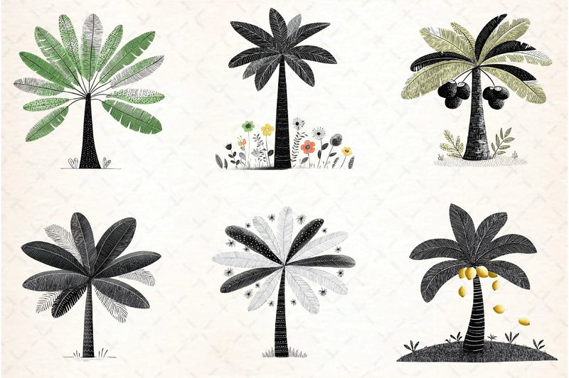 Tropical Palm Trees Clipart Bundle - CraftNest - Digital Crafting and Art