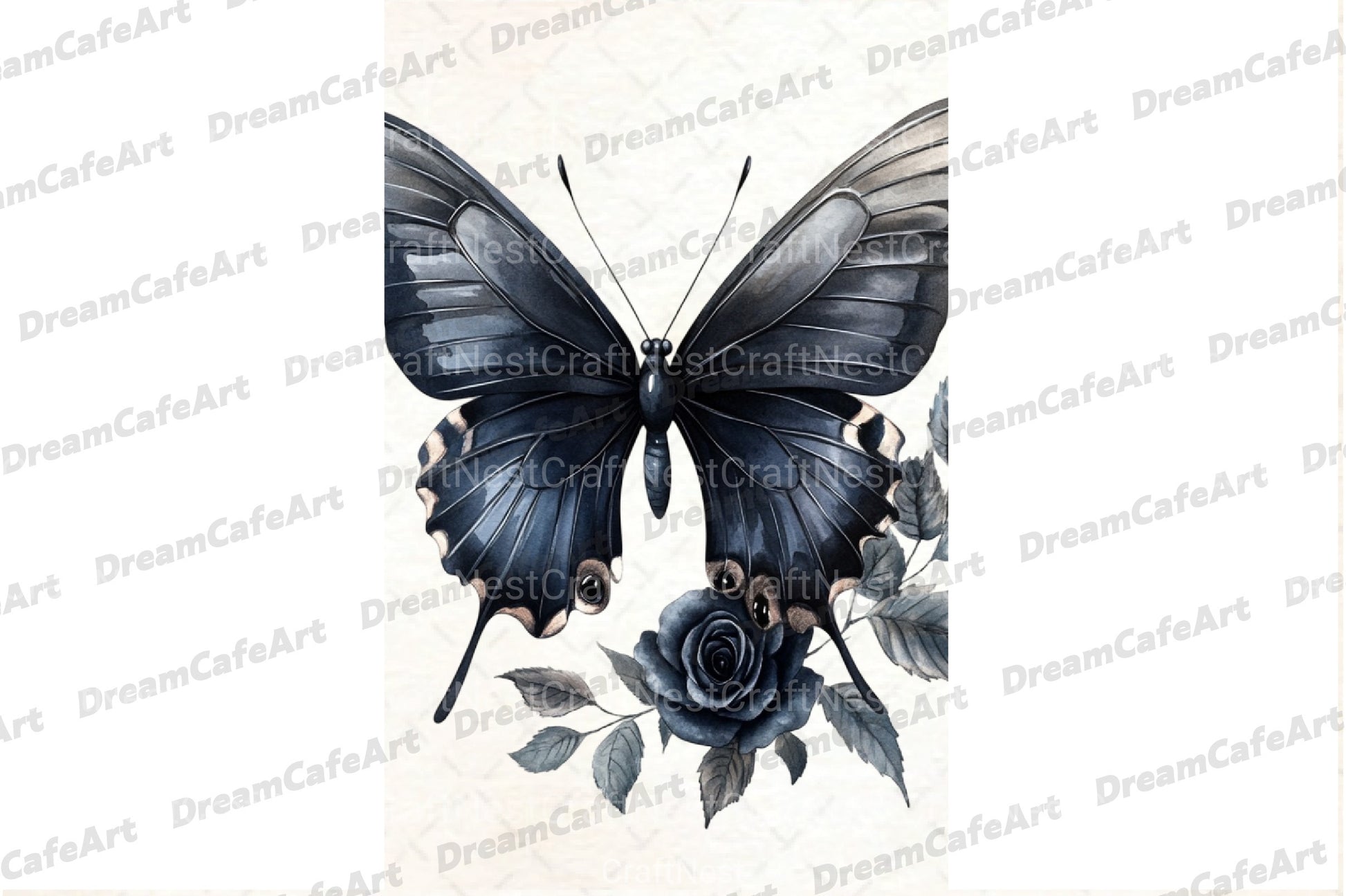 Black and White Butterfly Flowers Clipart Bundle - CraftNest - Digital Crafting and Art