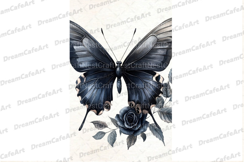 Black and White Butterfly Flowers Clipart Bundle - CraftNest - Digital Crafting and Art