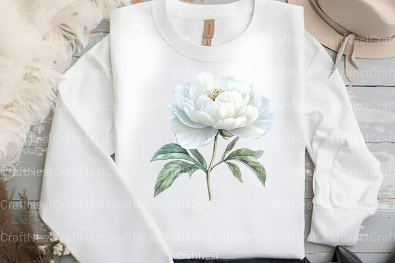 White Peony Flowers Clipart Bundle - CraftNest - Digital Crafting and Art