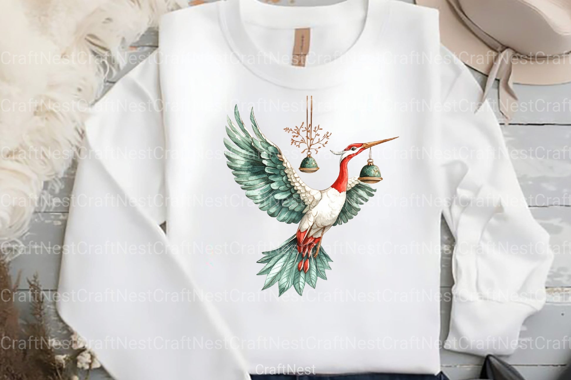 Chinoiserie Red & Green Christmas Clipart Bundle - CraftNest - Digital Crafting and Art