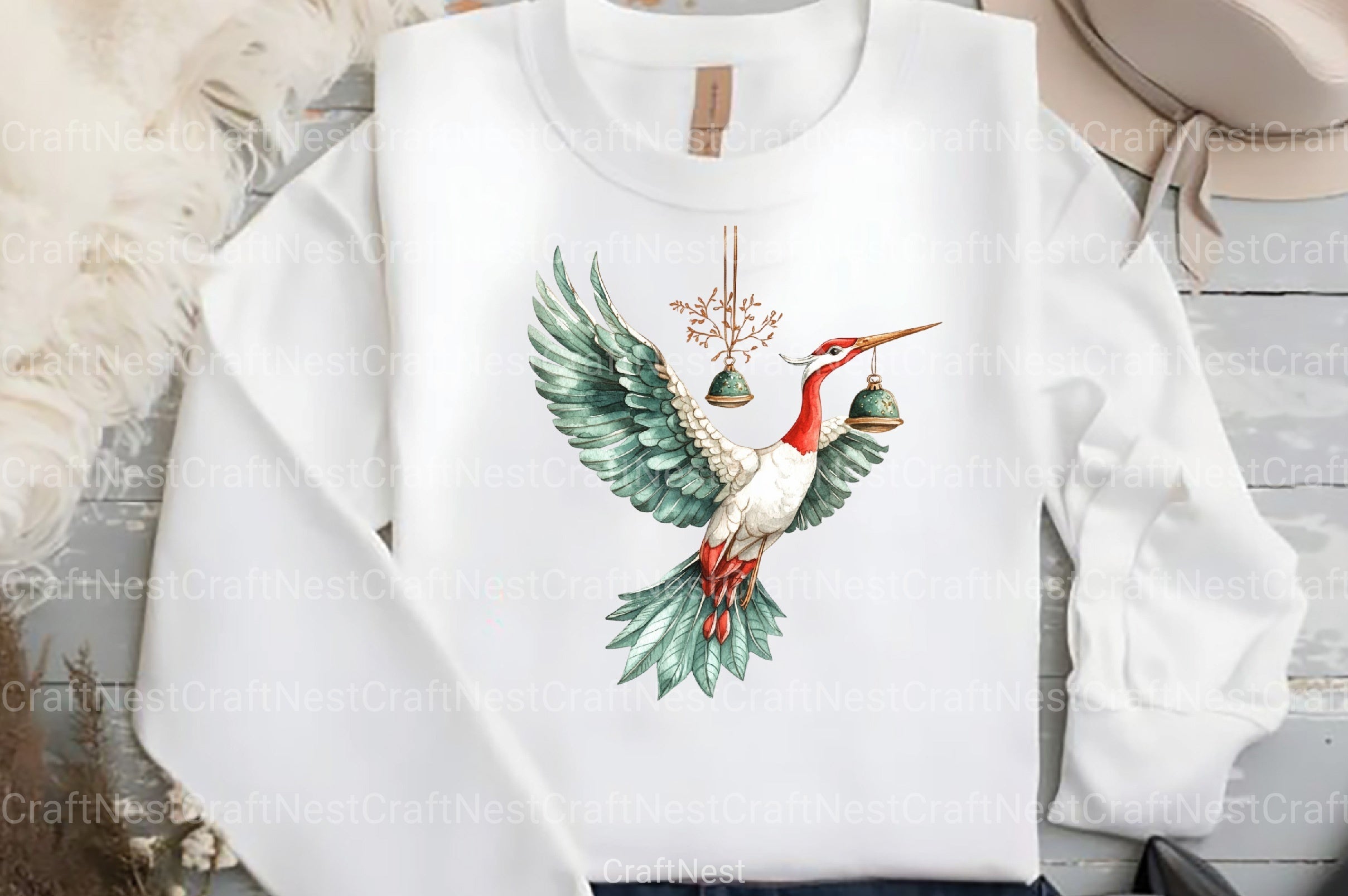 Chinoiserie Red & Green Christmas Clipart Bundle - CraftNest - Digital Crafting and Art