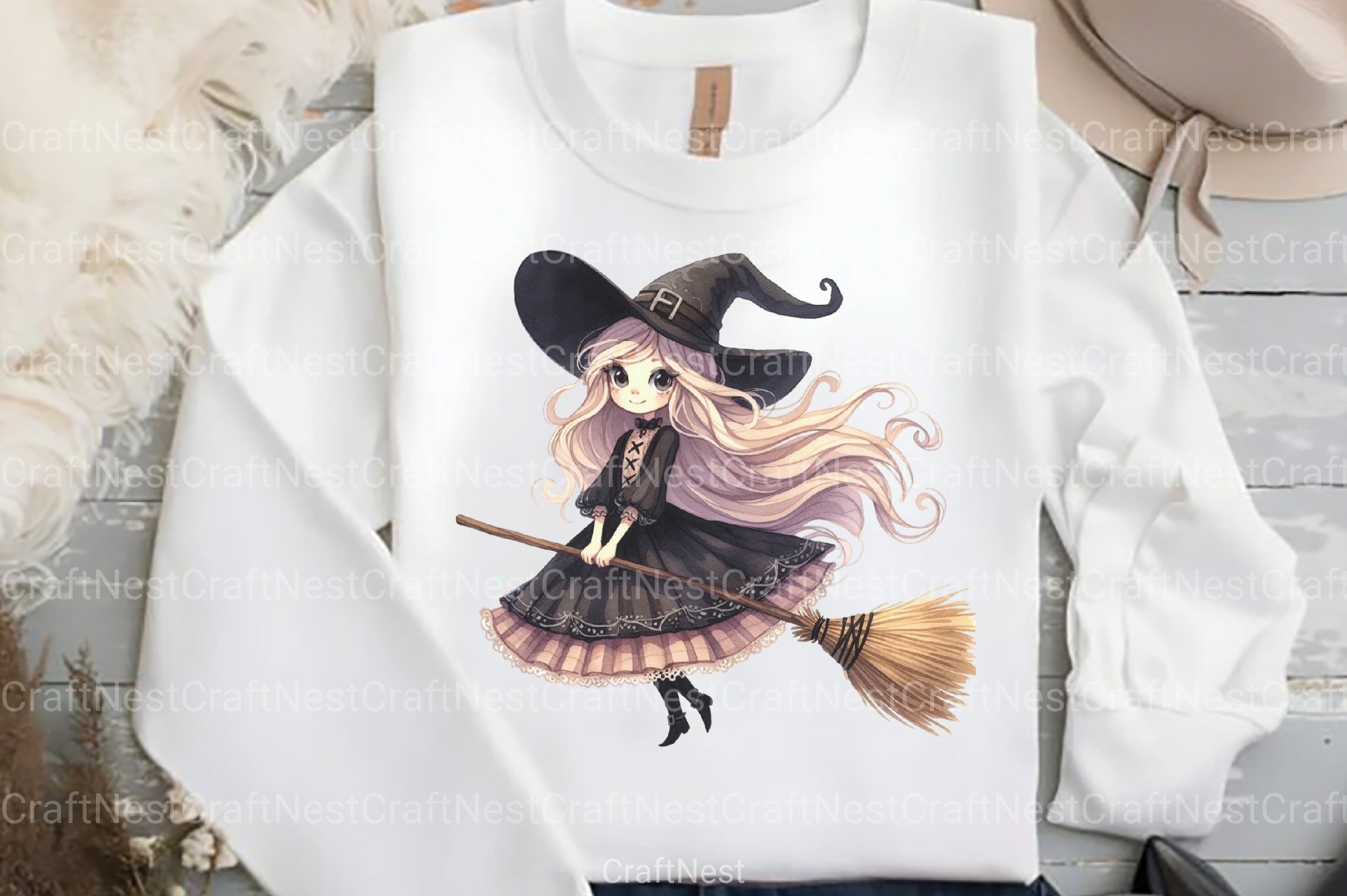 Cute Gothic Witch Broomstick Clipart Bundle Sweden - CraftNest - Digital Crafting and Art