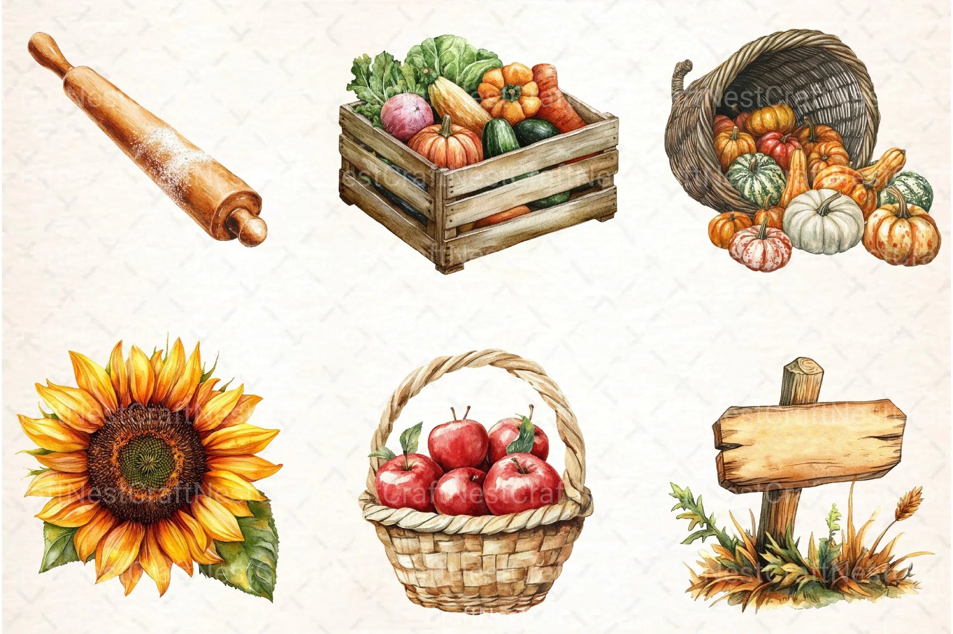 Harvest Blessings Thanksgiving Clipart Bundle - CraftNest - Digital Crafting and Art