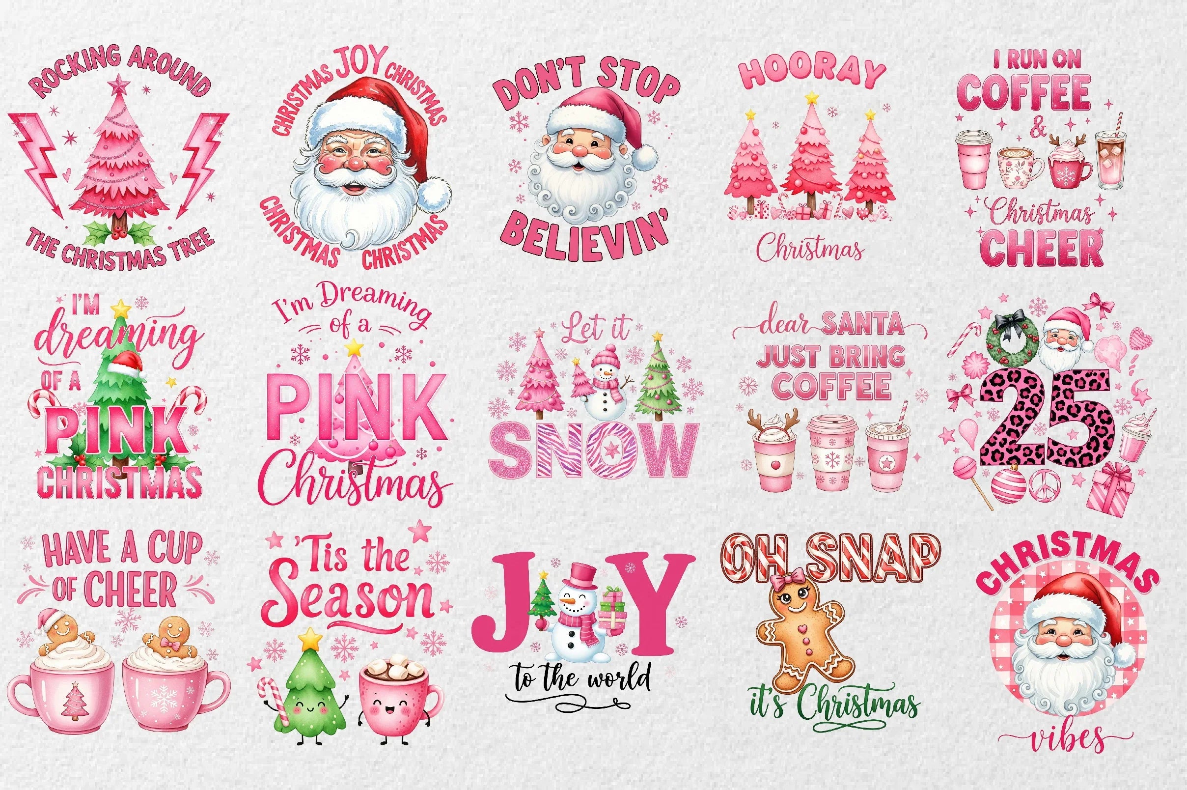 Pink Christmas Clipart Bundle - CraftNest - Digital Crafting and Art