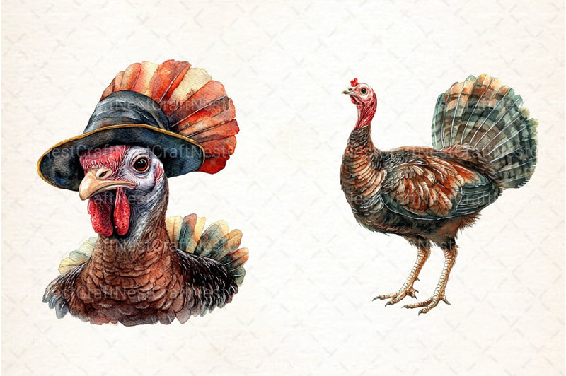 Thanksgiving Turkey and Pumpkin Clipart Bundle - CraftNest - Digital Crafting and Art