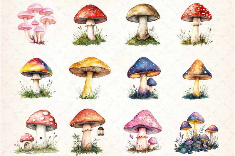 Mushrooms Clipart Bundle - CraftNest - Digital Crafting and Art