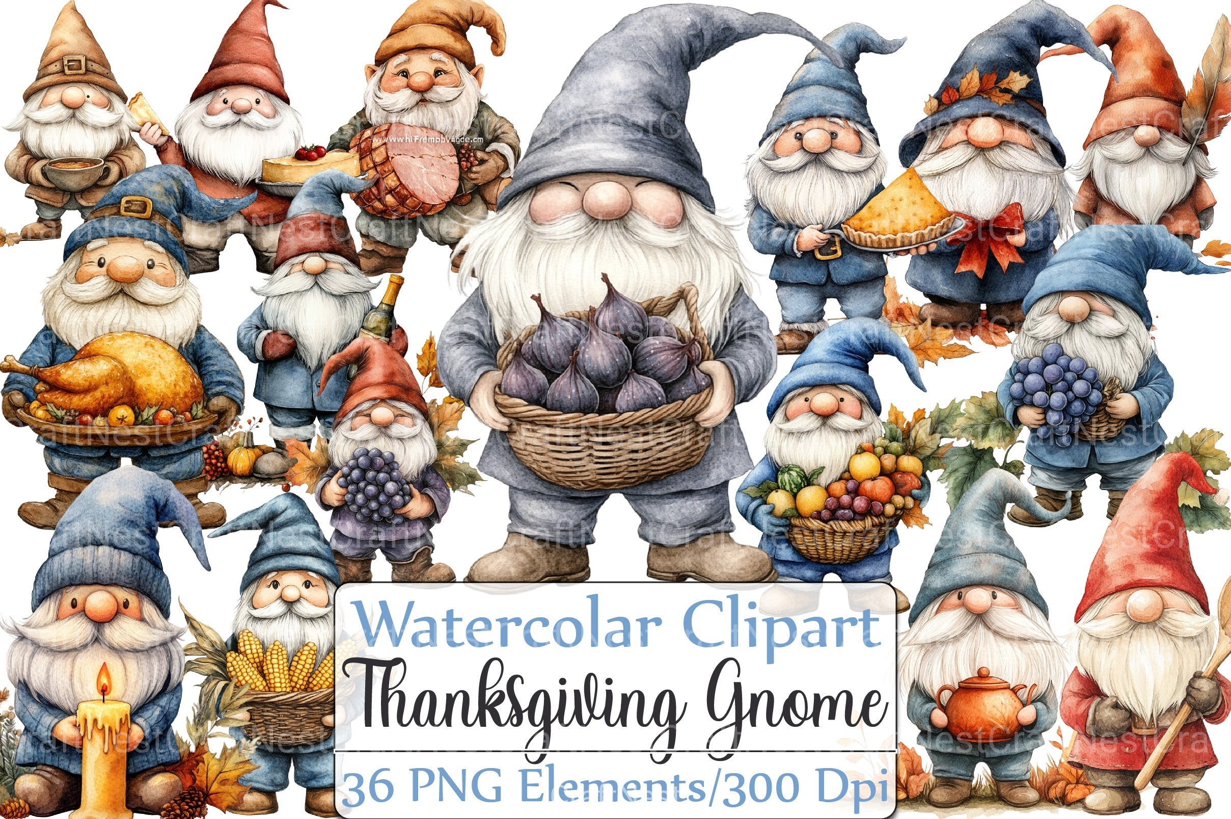 Thanksgiving Gnome Clipart Bundle - CraftNest - Digital Crafting and Art