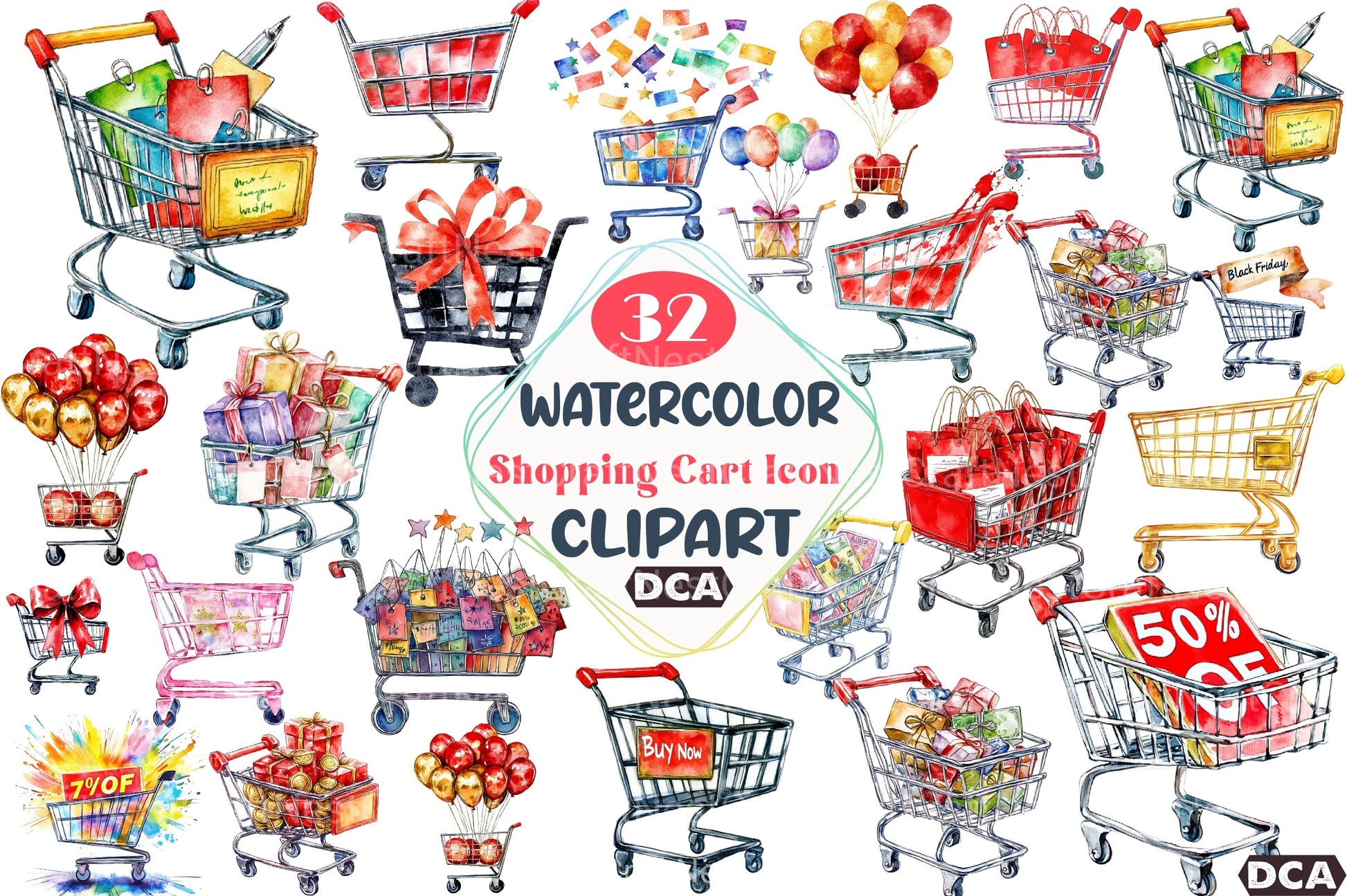 Black Friday Shopping Cart Icon Clipart Bundle - CraftNest - Digital Crafting and Art