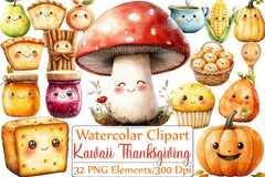 Kawaii Thanksgiving Clipart Bundle - CraftNest - Digital Crafting and Art