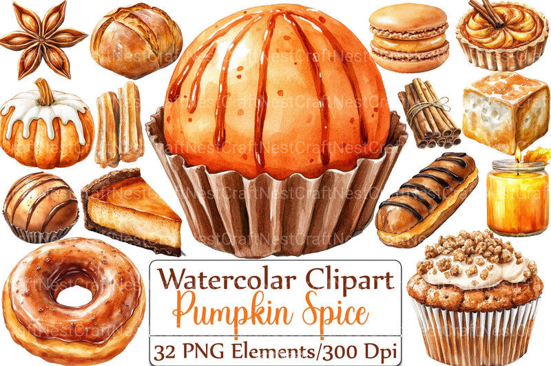 Pumpkin Spice Thanksgiving Clipart Bundle - CraftNest - Digital Crafting and Art