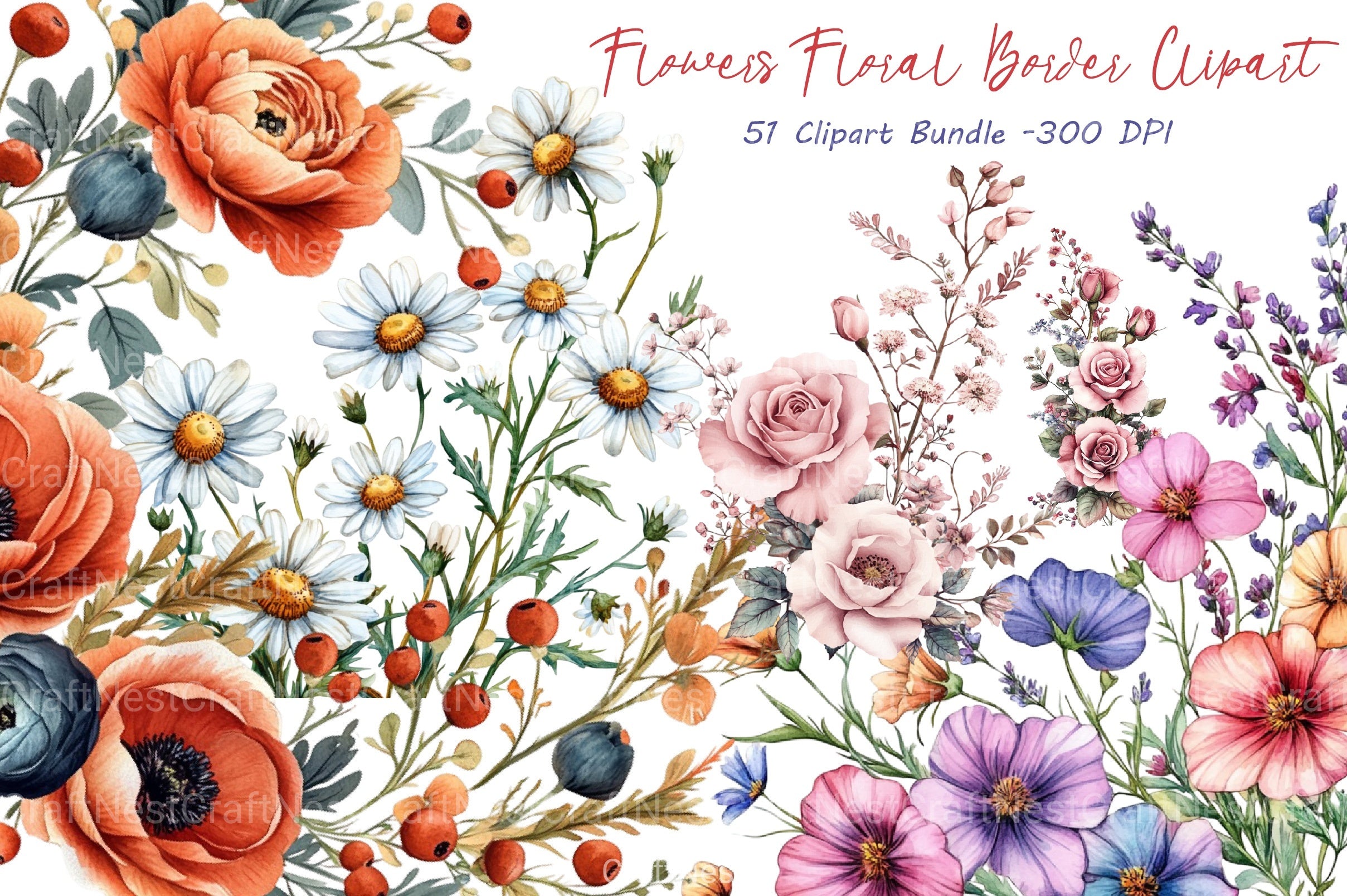 Floral Border Clipart Bundle - CraftNest - Digital Crafting and Art