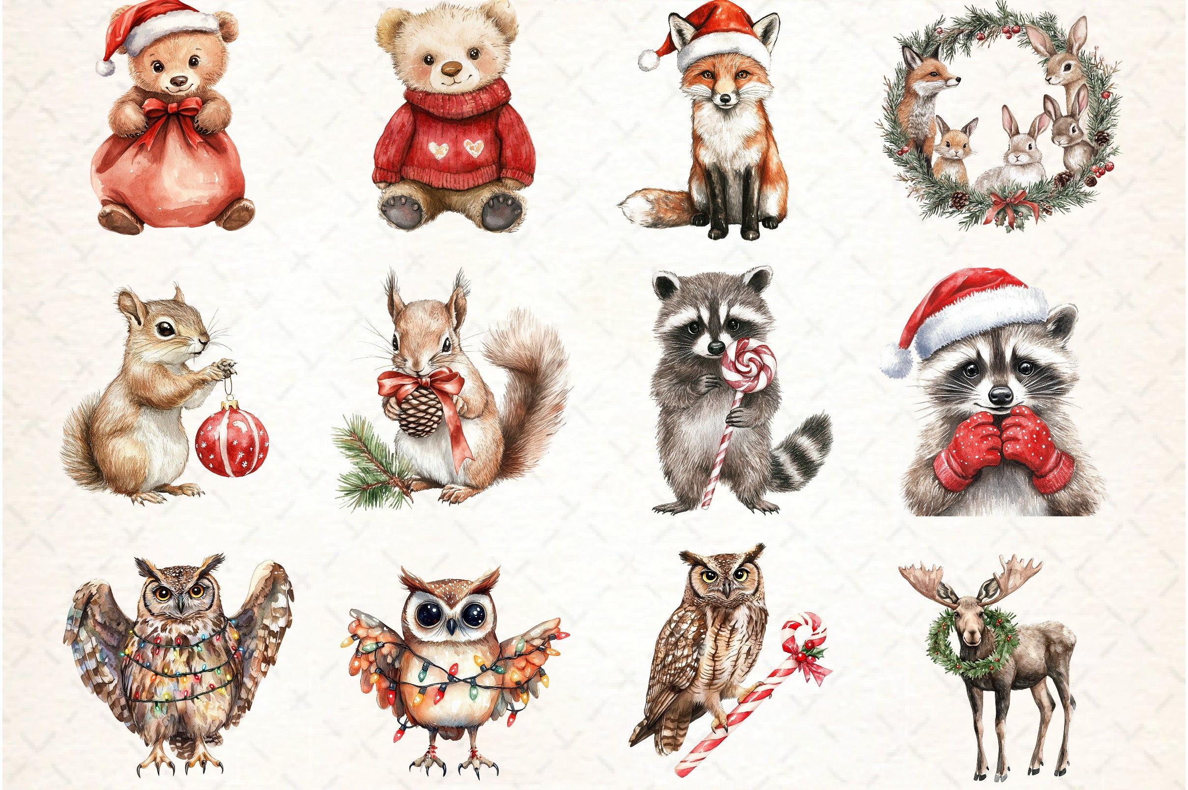 Woodland Christmas Clipart Bundle
