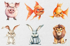 Grumpy Animals Clipart Bundle - Funny Collection - CraftNest - Digital Crafting and Art