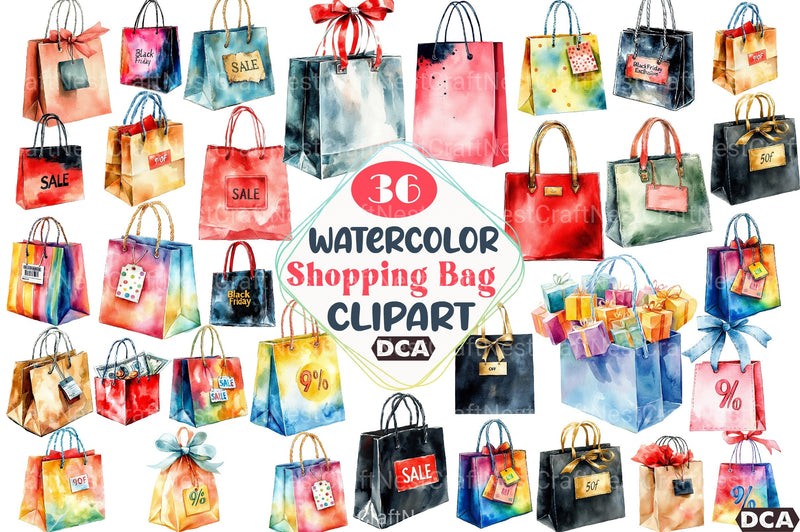 Black Friday Shopping Bag Clipart Bundle - CraftNest - Digital Crafting and Art