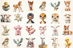 Funny Matching Baby Farm Animals Clipart Bundle - CraftNest - Digital Crafting and Art