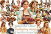 Vintage Thanksgiving Woman Clipart Bundle