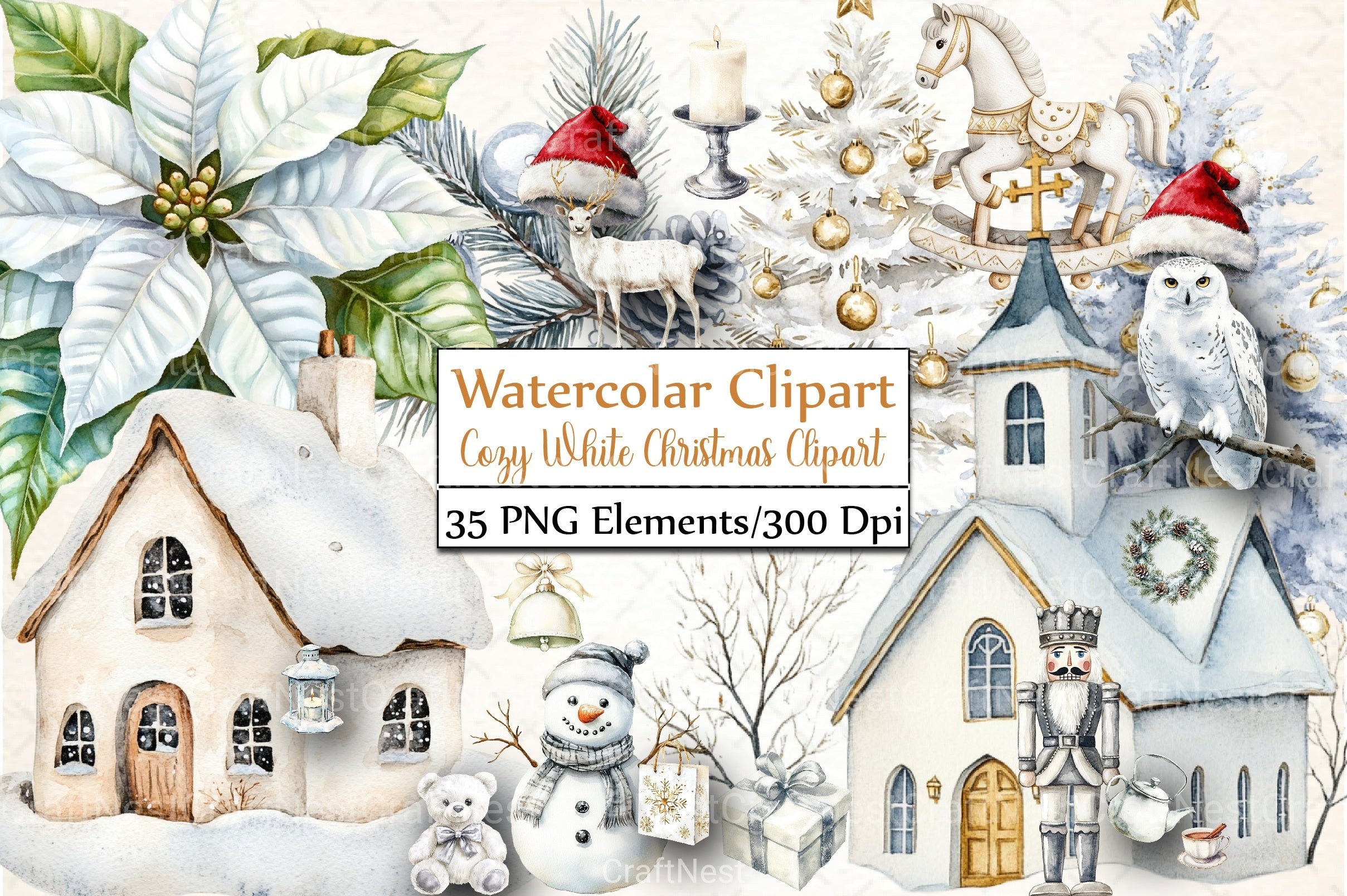 Cozy White Christmas Clipart Bundle 99 - CraftNest - Digital Crafting and Art