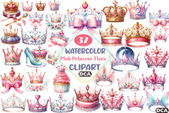 Pink Princess Tiara Clipart Bundle 1 - CraftNest - Digital Crafting and Art