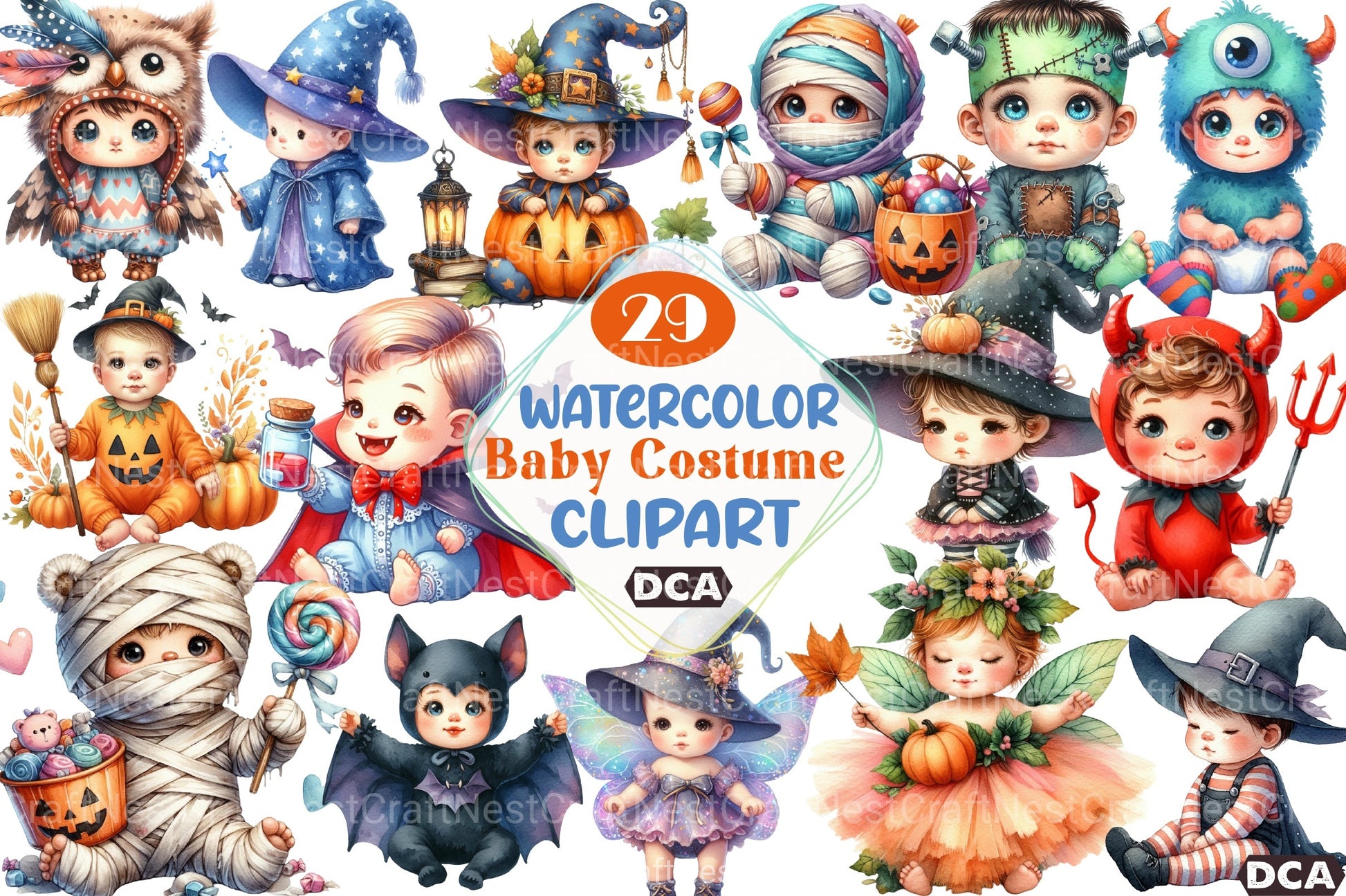 Halloween Baby Costume Clipart Bundle - CraftNest - Digital Crafting and Art