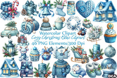 Cozy Christmas Blue Clipart Bundle 2 - CraftNest - Digital Crafting and Art