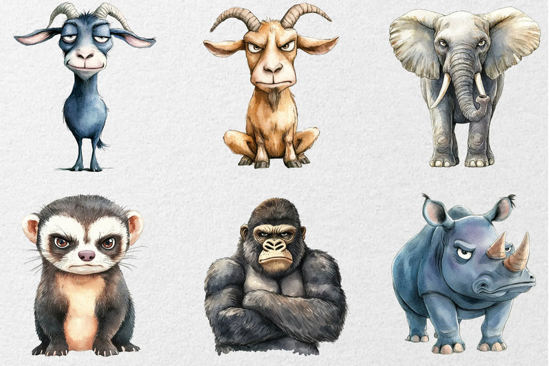 Grumpy Animals Clipart Bundle - Funny Collection - CraftNest - Digital Crafting and Art