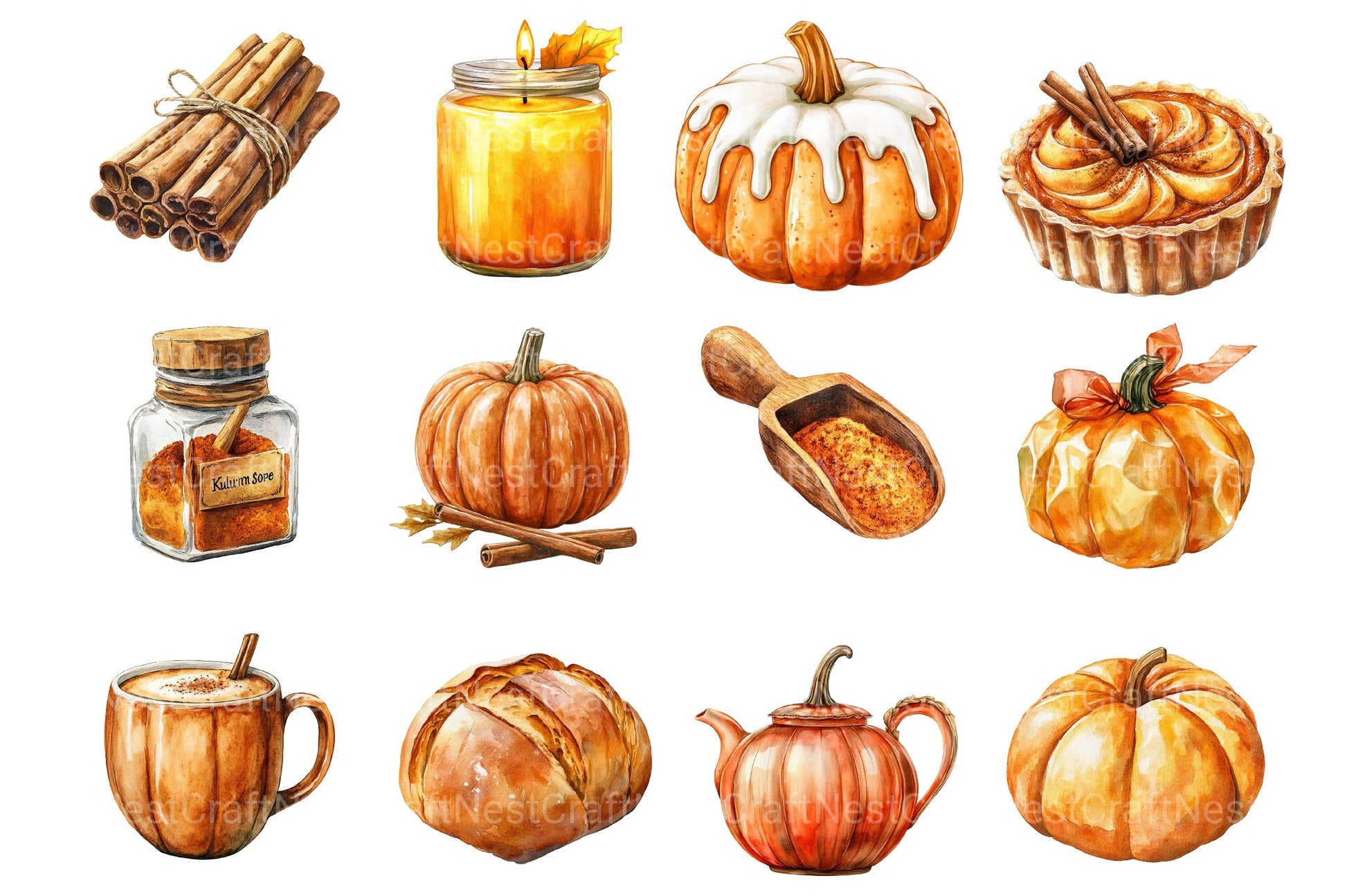 Pumpkin Spice Thanksgiving Clipart Bundle - CraftNest - Digital Crafting and Art
