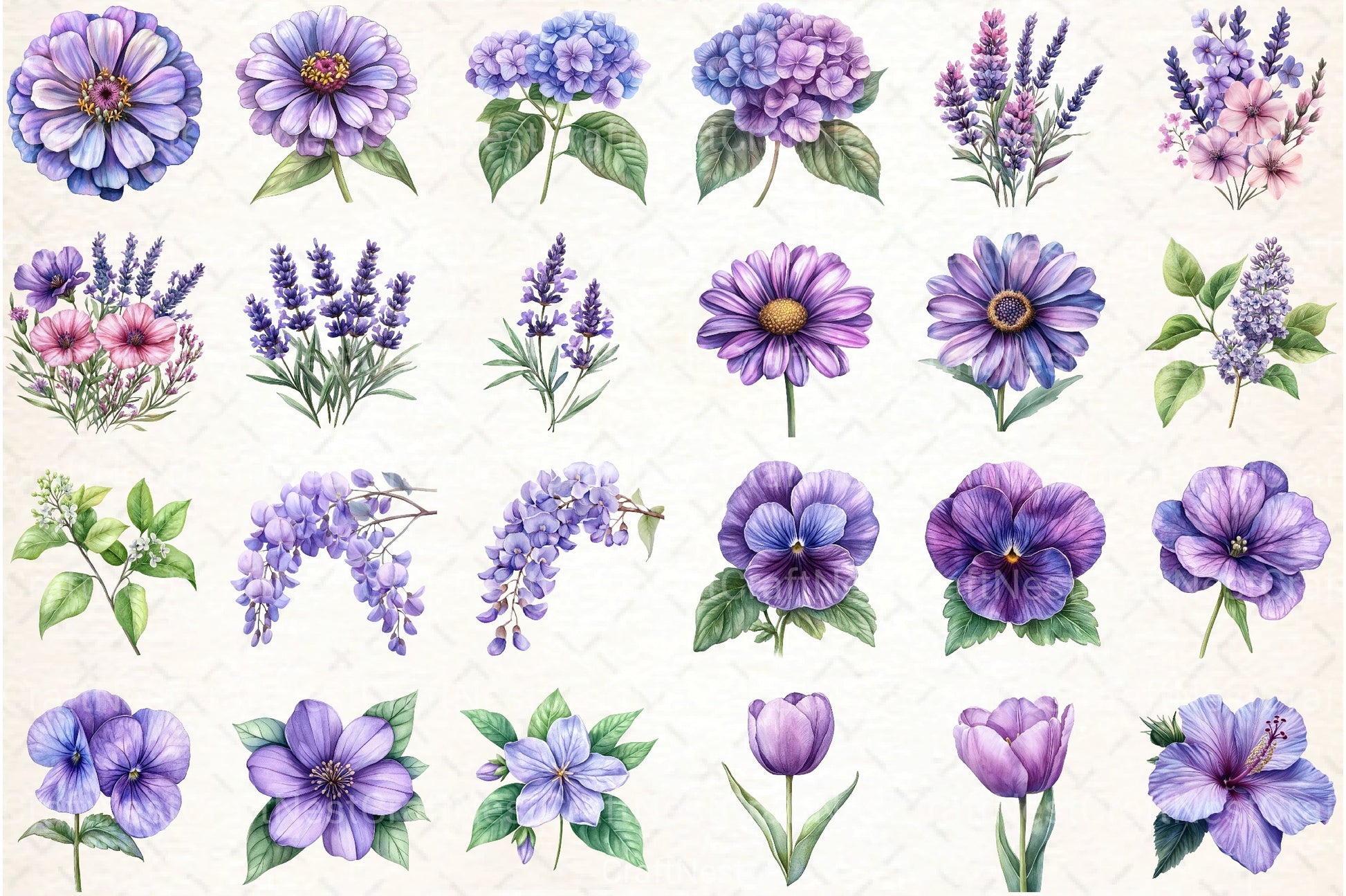 Purple Flowers Clipart Bundle 99 - CraftNest - Digital Crafting and Art