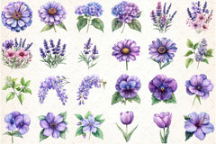 Purple Flowers Clipart Bundle 99 - CraftNest - Digital Crafting and Art