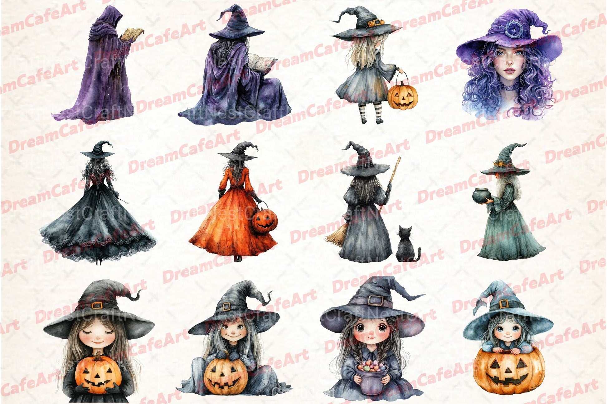 Halloween Witch Clipart Bundle 1 - CraftNest - Digital Crafting and Art