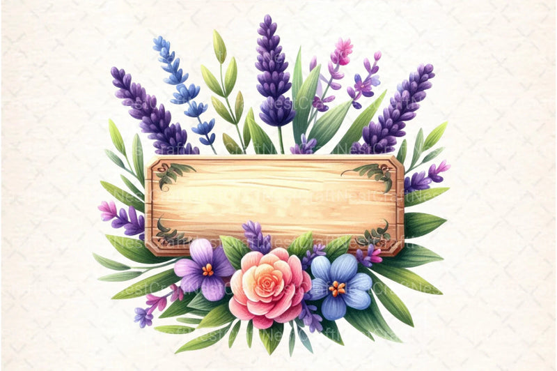 Lavender Wooden Name Plate Clipart Bundle - CraftNest - Digital Crafting and Art