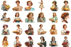 Vintage Thanksgiving Woman Clipart Bundle - CraftNest - Digital Crafting and Art