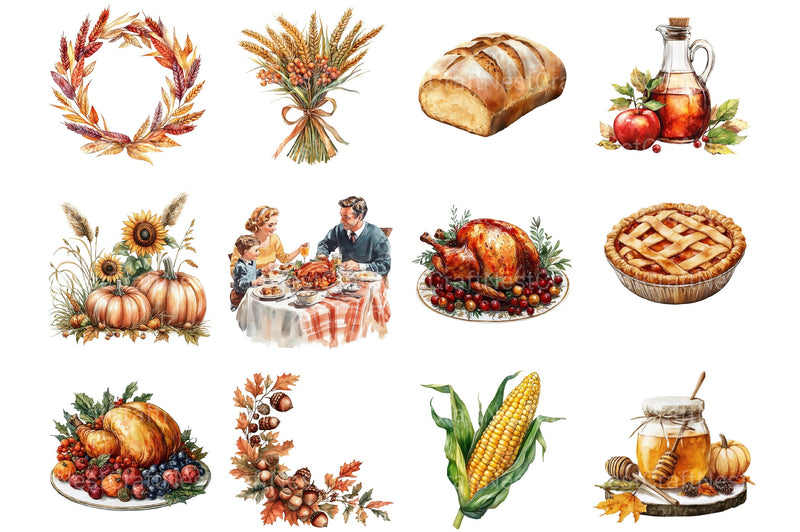 Vintage Thanksgiving Postcard Clipart Bundle - CraftNest - Digital Crafting and Art