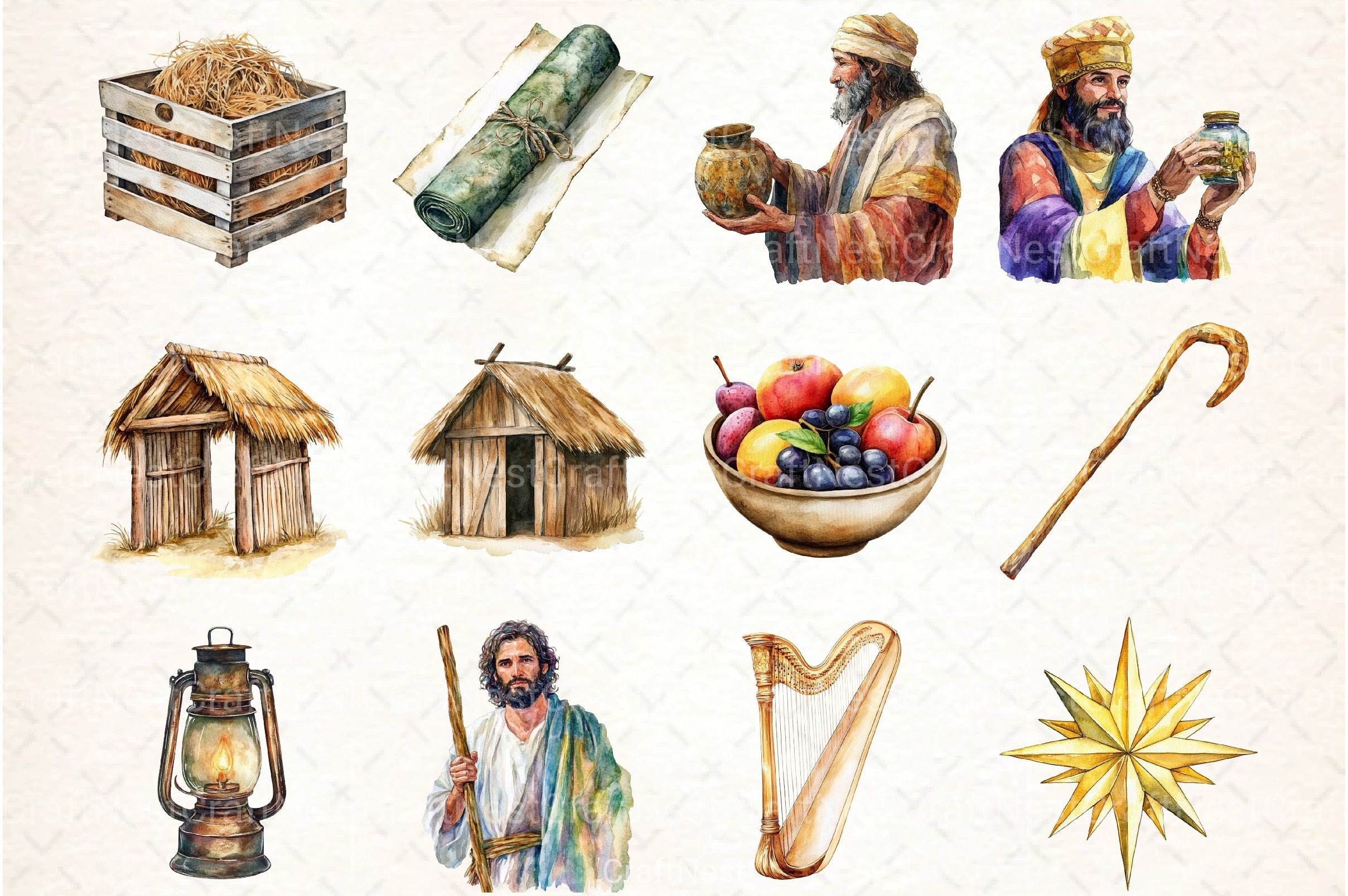 Cute Christmas Nativity Clipart Bundle 2 - CraftNest - Digital Crafting and Art