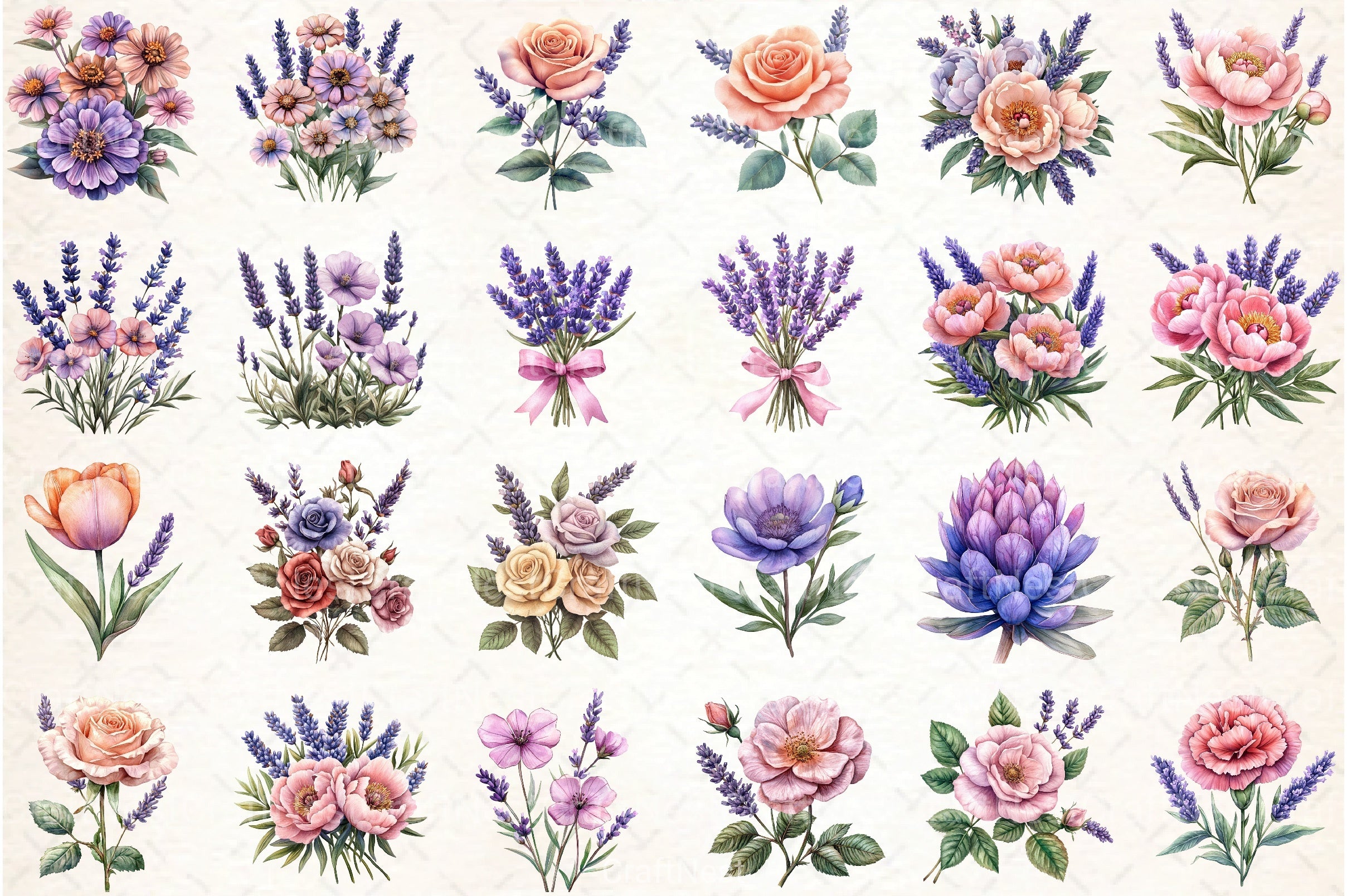 Lavender & Pink Flowers Clipart Bundle 4 - CraftNest - Digital Crafting and Art