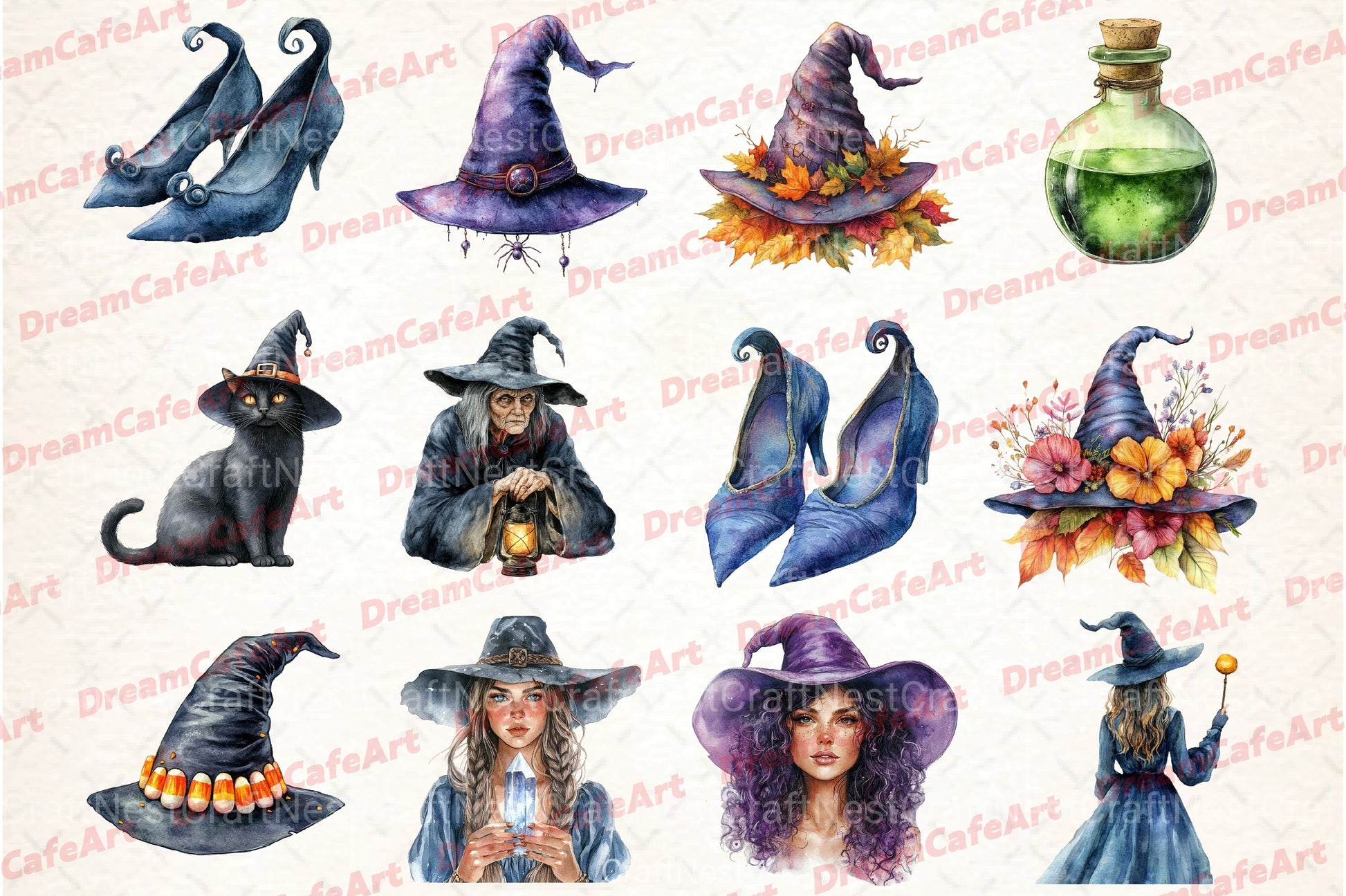 Halloween Witch Clipart Bundle 1 - CraftNest - Digital Crafting and Art