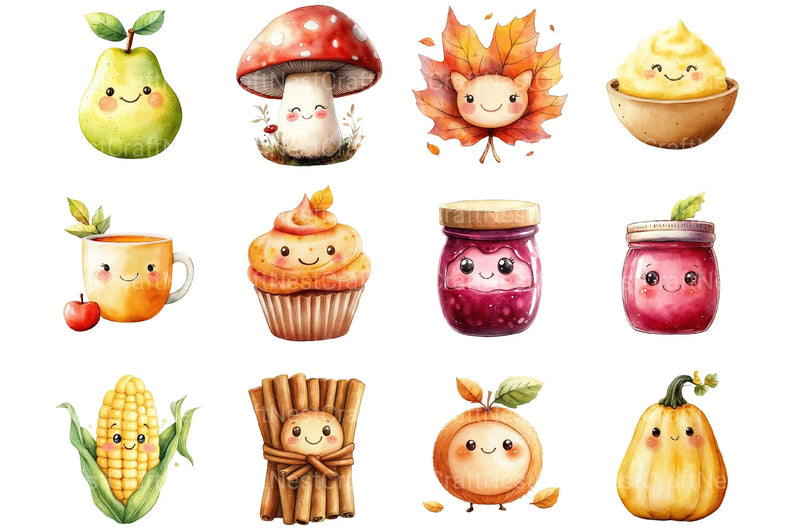 Kawaii Thanksgiving Clipart Bundle - CraftNest - Digital Crafting and Art