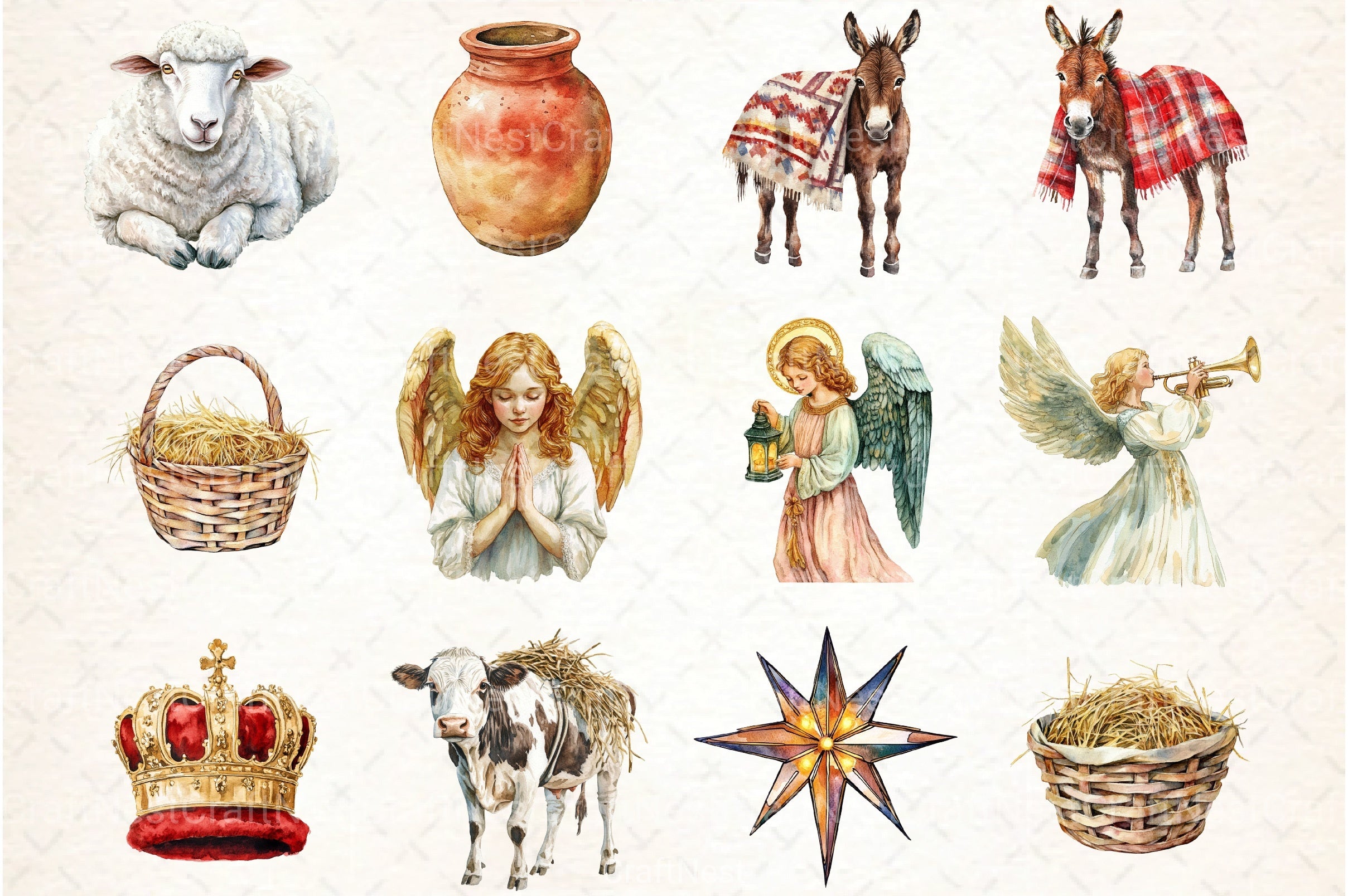 Cute Christmas Nativity Clipart Bundle 2 - CraftNest - Digital Crafting and Art
