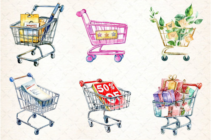 Black Friday Shopping Cart Icon Clipart Bundle - CraftNest - Digital Crafting and Art