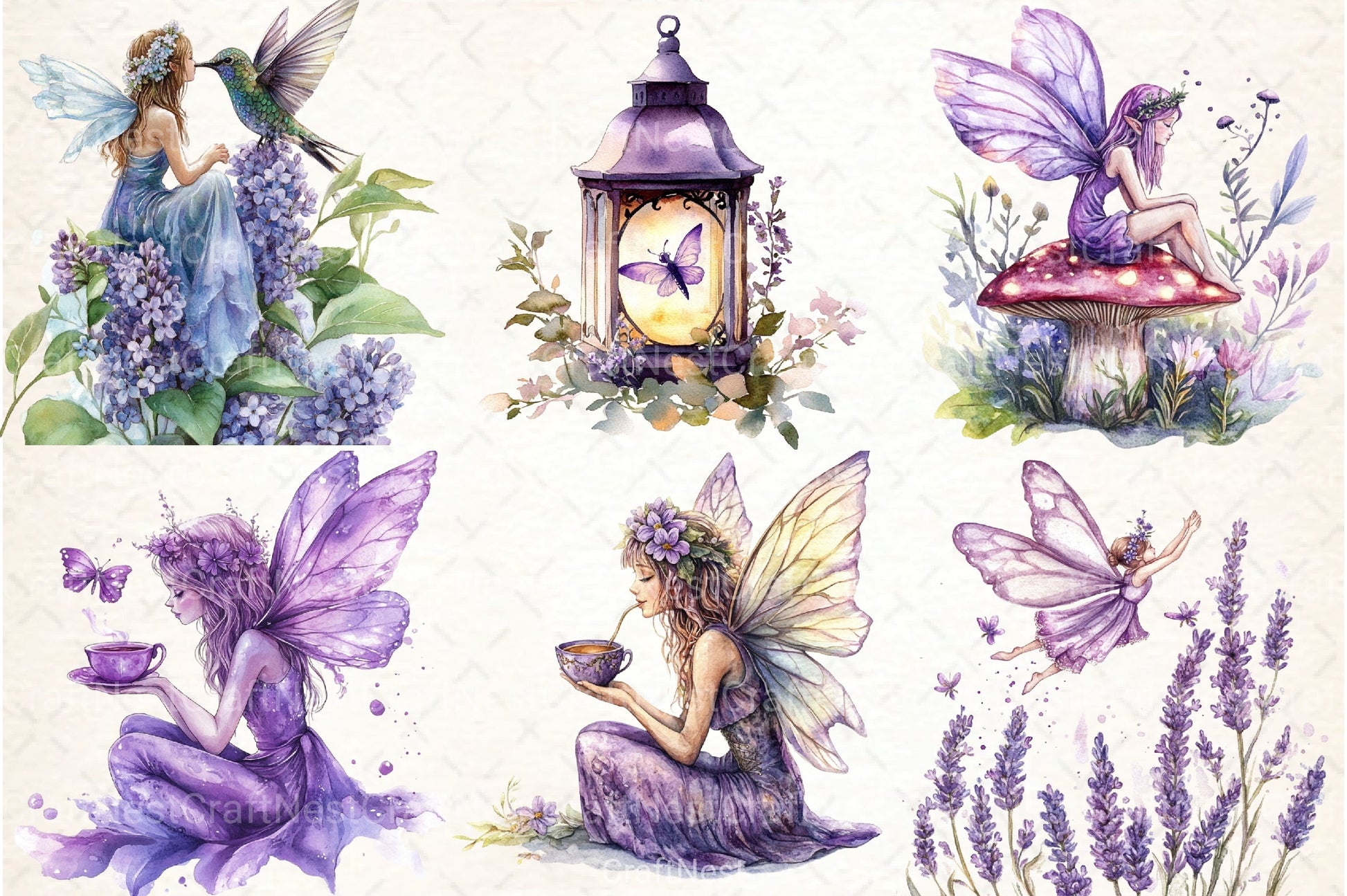 Magical Garden & Purple Fairy Clipart Bundle - CraftNest - Digital Crafting and Art
