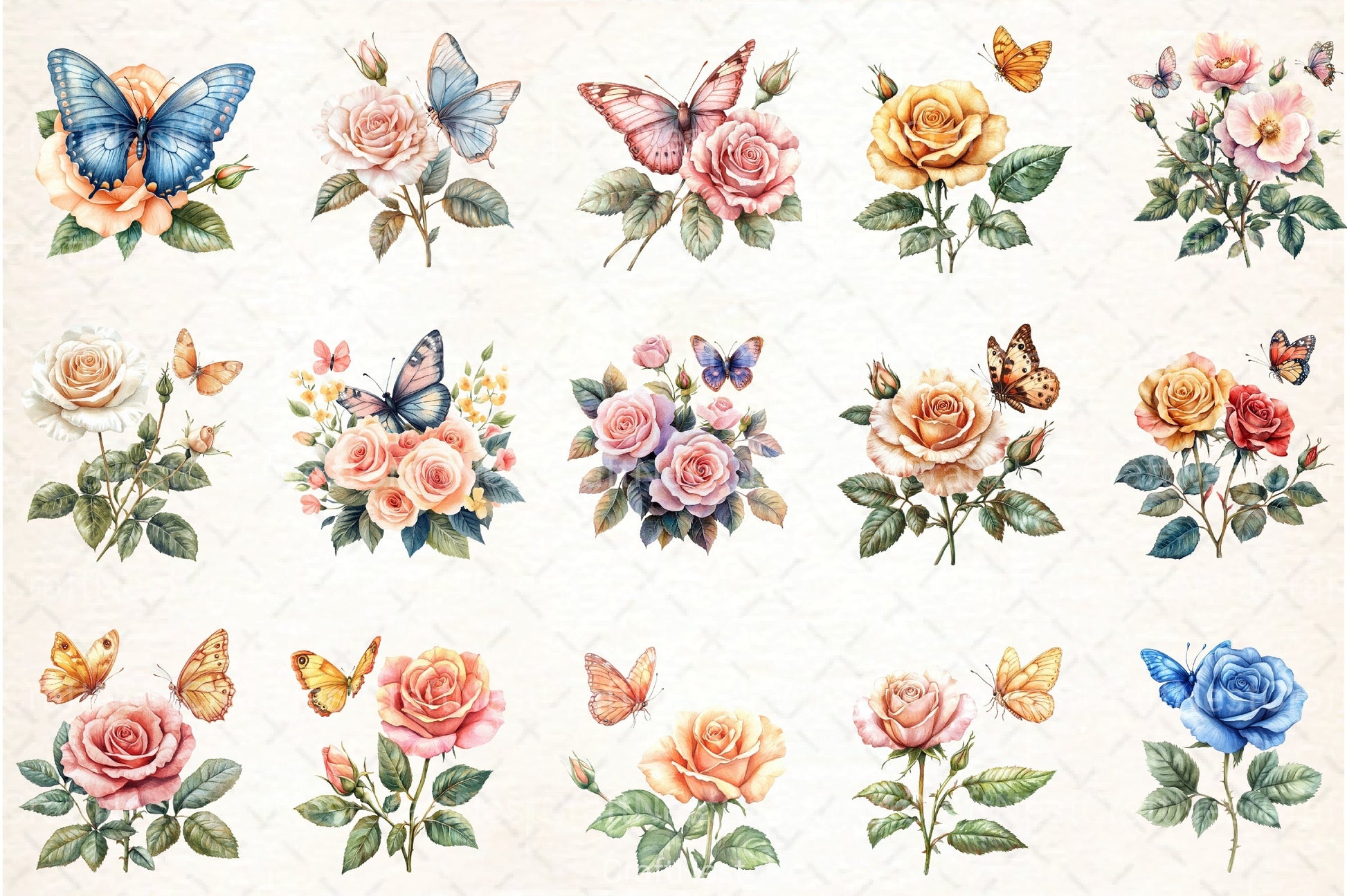 Butterfly and Roses Clipart Bundle - CraftNest - Digital Crafting and Art