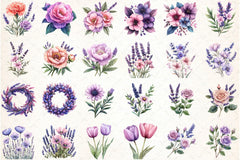 Lavender & Pink Flowers Clipart Bundle 4 - CraftNest - Digital Crafting and Art