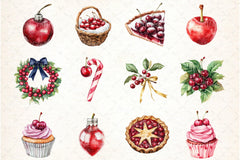 Midnight Cherry Christmas Clipart Bundle 23 - CraftNest - Digital Crafting and Art
